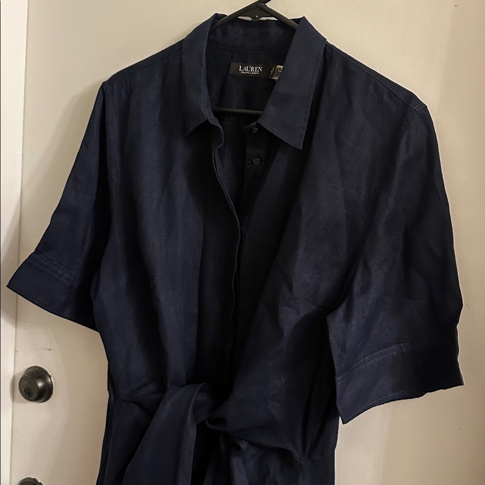 Ralph Lauren Black Label Black Knot-Front Shirt Dress - Picture 5 of 9